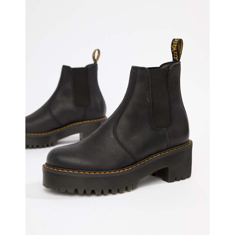 Dr Martens Rometty Black Leather Heeled Chelsea Boots | ASOS