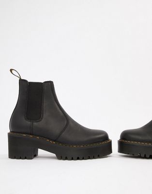 dr martens rometty black leather chunky heeled chelsea boots