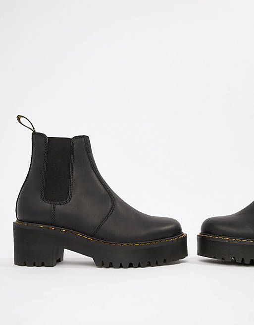  Boots/Dr Martens Rometty Black Leather Heeled Chelsea Boots 
