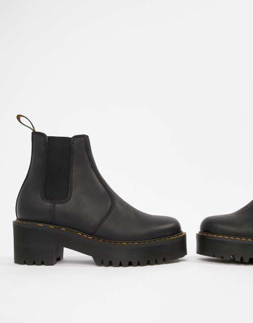 Dr Martens Rometty Black Leather Heeled Chelsea Boots Asos