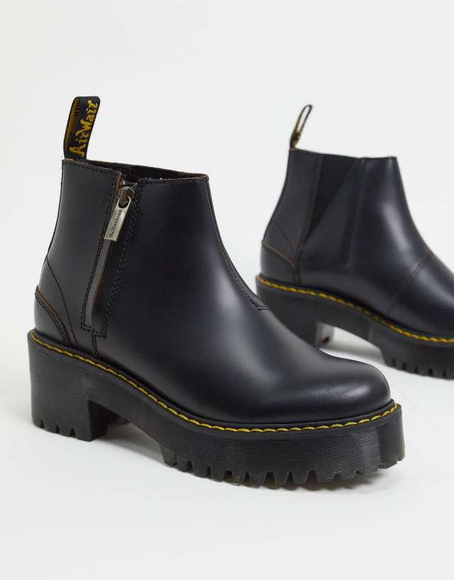 Dr Martens Rometty II zip heeled chelsea boots in black