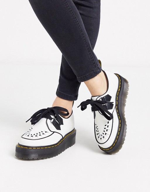 Dr Martens Sidney Chunky Creeper Flat Shoes In White Asos