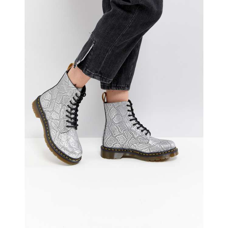 Silver doc martens on sale shoes