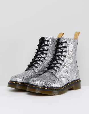 dr martens silver metallic snake