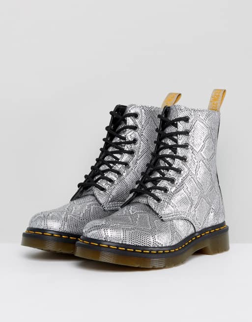 Dr Martens Silver Snake Lace up Boots ASOS