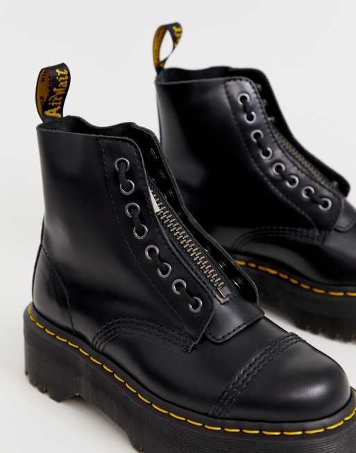 Dr Martens Sinclair Black Leather Zip Chunky Flatform Boots Asos