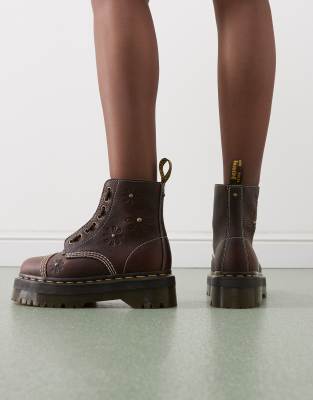  Sinclair embossed floral boot in dark brown