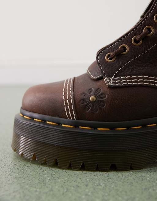 Dr Martens Sinclair embossed floral boots in dark brown, 3 of 4