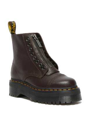 Dr Martens Sinclair flatform boot in burgundy - ASOS Price Checker