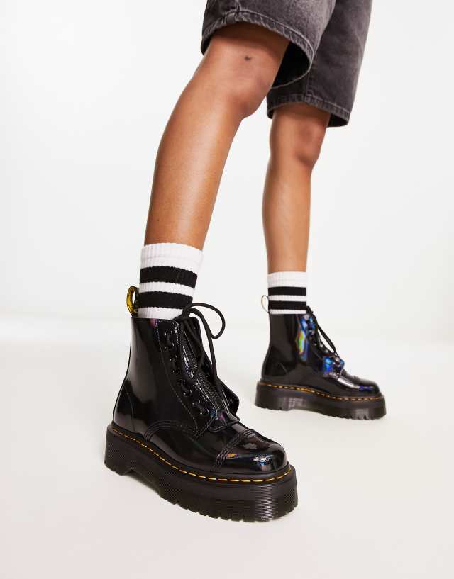 Dr Martens Sinclair flatform boots in black rainbow