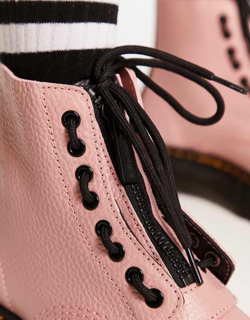 Dr Martens Sinclair flatform boots in peach leather | ASOS