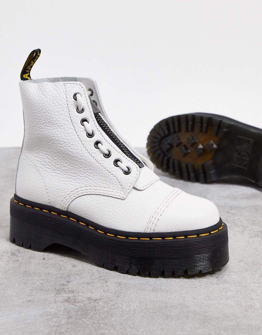 Dr. Martens' Sinclair Flatform Zip Leather Boots In White