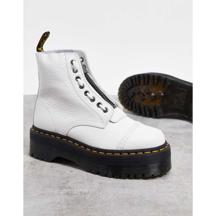 Sinclair Milled Nappa Leather Platform Boots in White