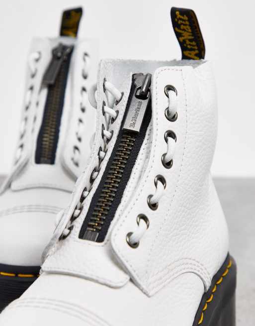 Dr Martens Sinclair flatform zip leather boots in white