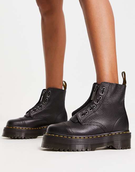 Dr martens sinclair flatform on sale zip leather boots in black