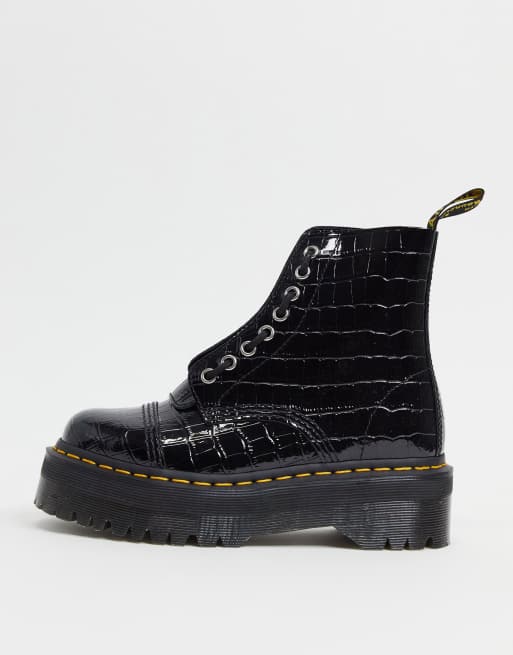 Dr martens sinclair black leather zip 2024 chunky flatform boots