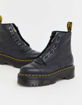 Dr Martens - Sinclair - Leren laarzen met plateauzool en rits in zwart |  ASOS
