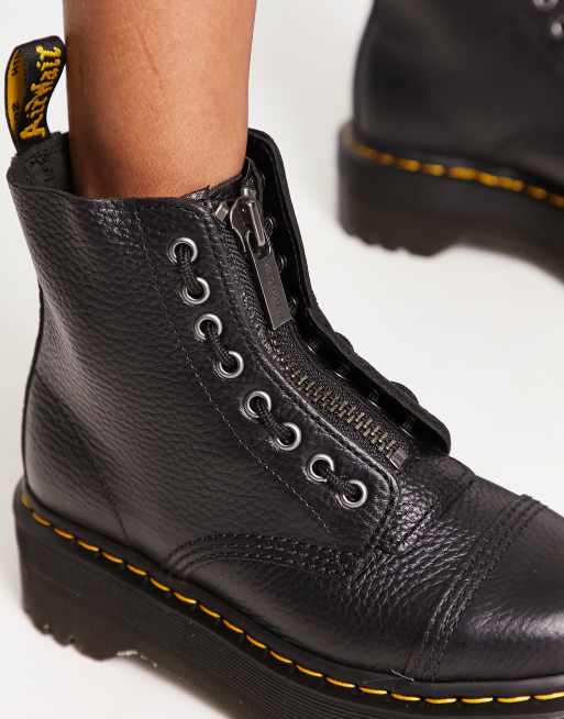 Dr martens sinclair flatform zip leather boots in cheap tumbled black