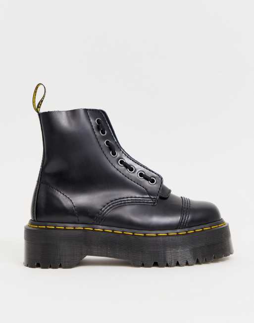 Sinclair Milled Nappa Leather Platform Boots in Black