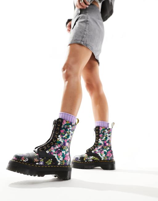 Dr Martens Sinclair platform boots in floral print leather