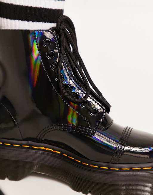 Dr Martens - Sinclair - Sorte flatform-støvler med regnbuedetaljer, 2 af 4