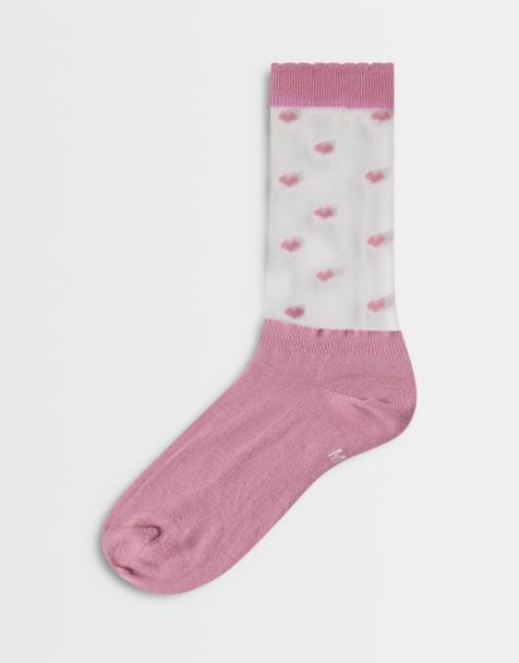 Dr. Martens – Socken aus Netzstoff in Rosa mit Herzdetail - view 1