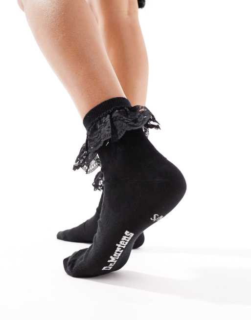 Dr. Martens – Socken in Schwarz mit Rüschendetail, 2 von 4