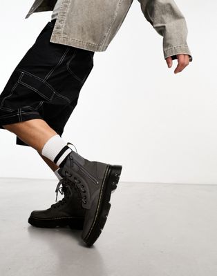 Dr Martens Tarik zip 8 eye boots in gunmetal leather