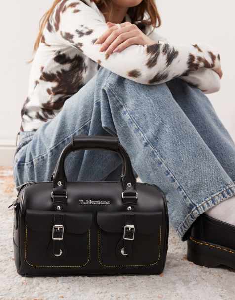Dr Martens top handle contrast stitch detail bag in black - view 1