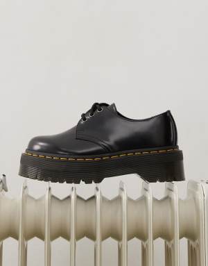 Dr Martens unisex 1461 Quad 3 eye shoes in black smooth leather