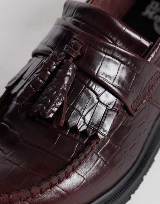 Dr Martens unisex Adrian croc tassel loafers in spiced brown, 2 of 4