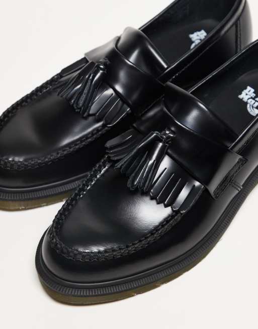 Dr Martens unisex Adrian tassel loafers in black polished smooth leather, 3 of 3
