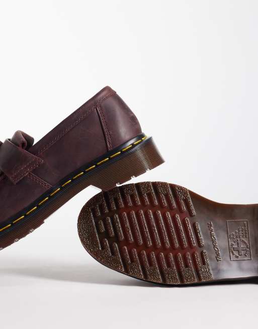 Dr Martens Unisex Adrian tassel loafers in cherry red crazy horse, 4 of 4