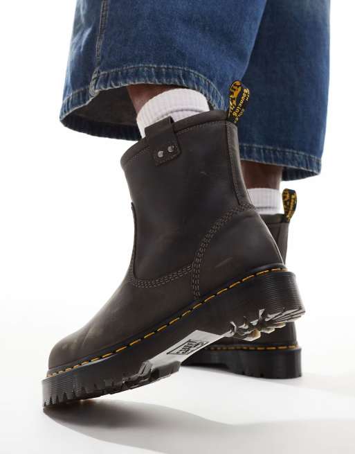 Dr. Martens アニストン ロー ダークブラウン Dr. Martens アニストン ロー バイカーブーツ ユニセックス (Dr