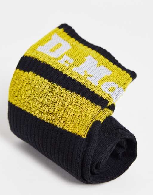 Dr Martens unisex Athletic logo socks in black and yellow, 3 of 4