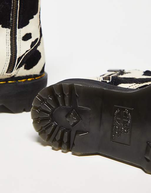 Dr Martens unisex Jadon platform 8 eye boots in cow print Dr Martens unisex Jadon platform 8 eye boots in cow print