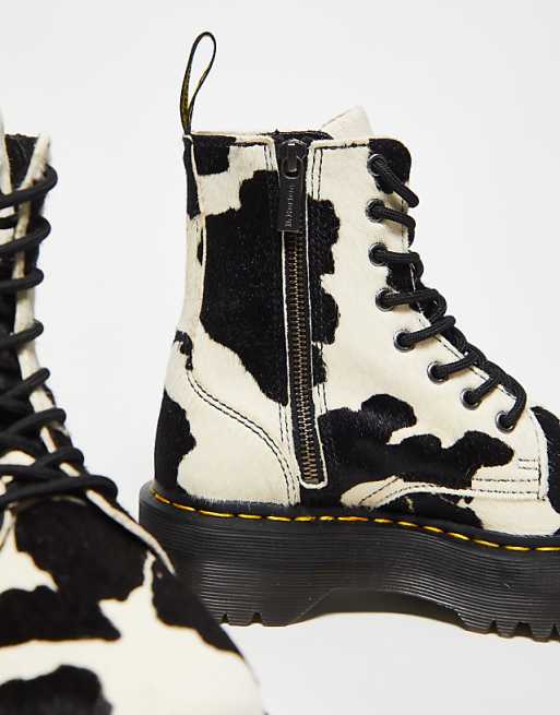Dr Martens unisex Jadon platform 8 eye boots in cow print Dr Martens unisex Jadon platform 8 eye boots in cow print