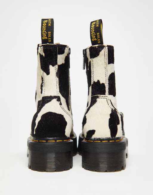 Dr Martens unisex Jadon platform 8 eye boots in cow print