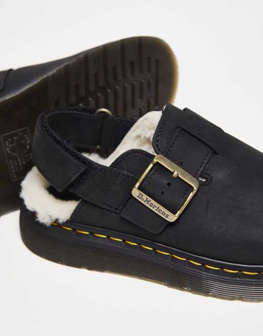 Dr Martens unisex Jorge ii fur lined mules in black leather, 2 of 4