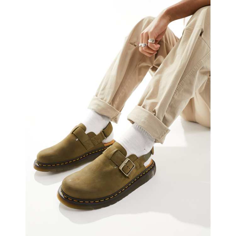Dr Martens unisex Jorge II mules in khaki suede | ASOS