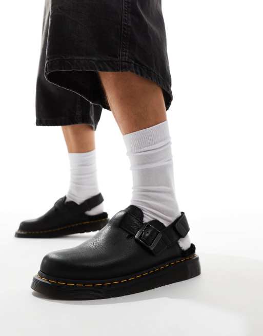 Dr Martens unisex Jorge II mules with teddy lining in black | ASOS