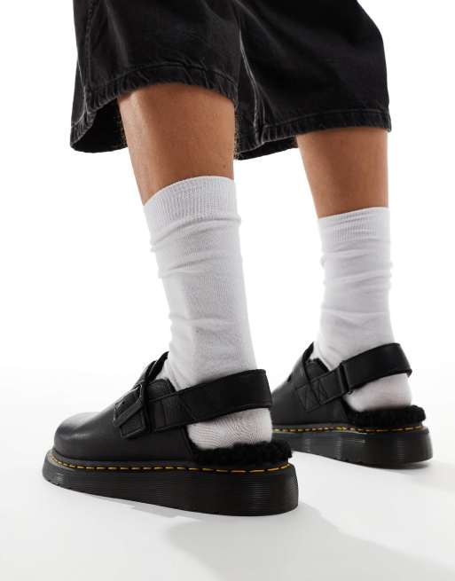 Dr Martens unisex Jorge II mules with teddy lining in black | ASOS