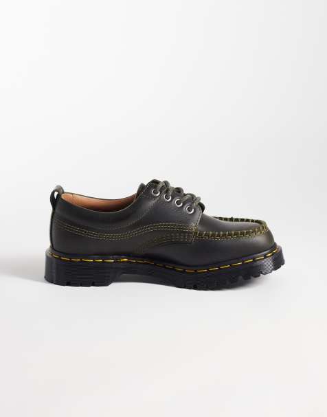 Dr Martens Unisex Lowell contrast stitch shoe in olive green - view 1