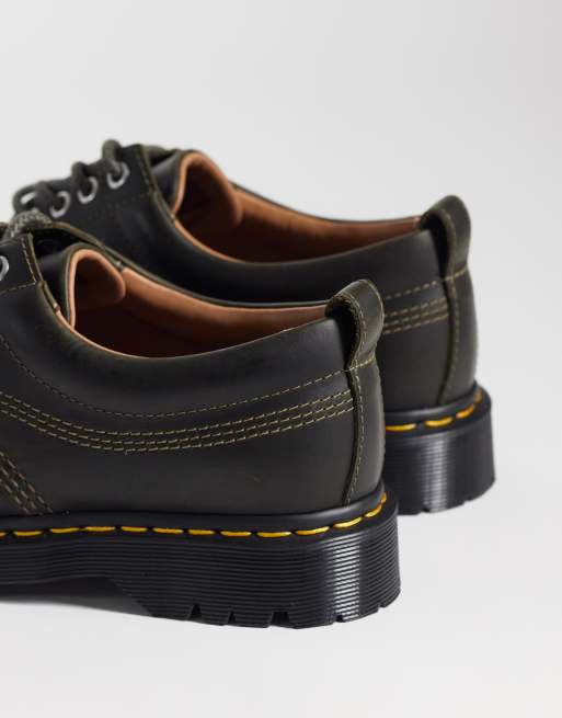Dr Martens Unisex Lowell contrast stitch shoes in olive green, 3 of 4