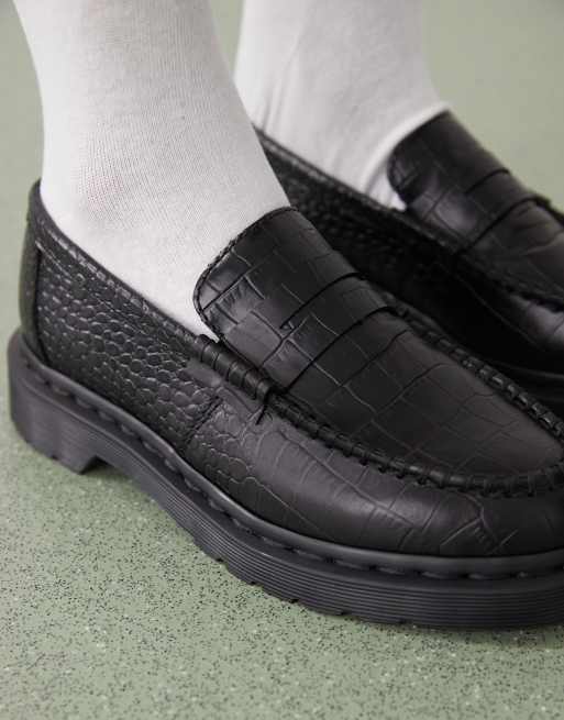 Dr Martens - Unisex - Penton Atlas - Sorte loafers med krokodillemønster, 3 af 4