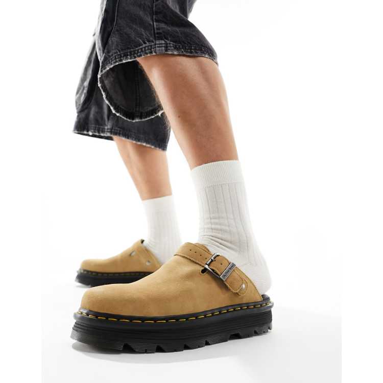 Dr Martens unisex ZebZag mules in tan suede | ASOS