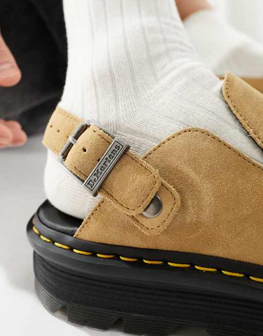 Dr Martens unisex ZebZag mules in tan suede | ASOS