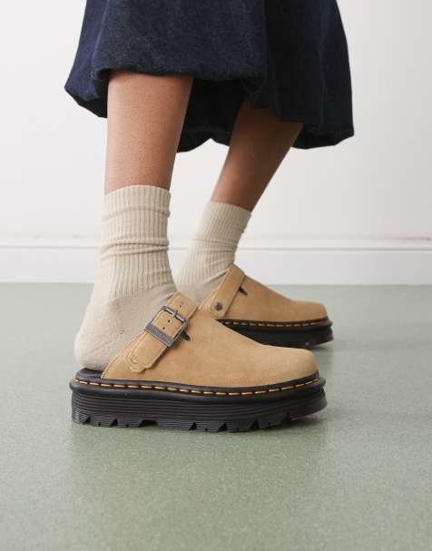 Dr Martens unisex ZebZag mules in tan suede - view 1