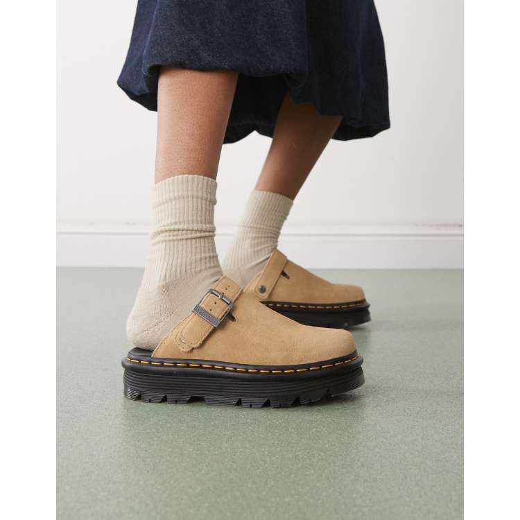 Dr Martens unisex ZebZag mules in tan suede | ASOS