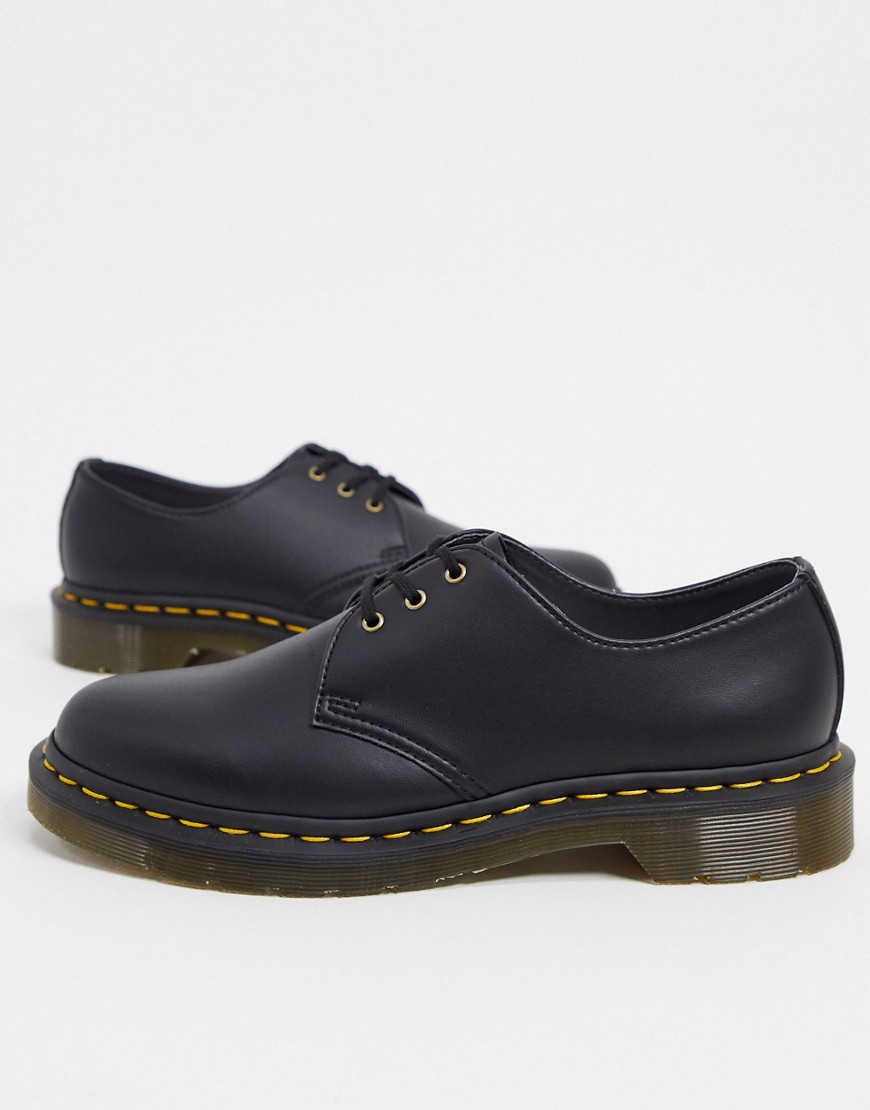 Shop Dr. Martens' Vegan 1461 3 Eye Flat Shoes In Black